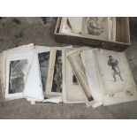 A SUITCASE OF UNFRAMED ANTIQUE ENGRAVINGS ETC TO INCLUDE PORTRAIT STUDIES, 'EVERY BODY'S ALBUM' ETC