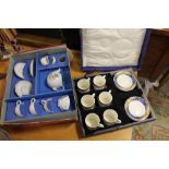 A CASED GRINDLEY IVORY WARE COFFEE CAN AND SAUCER SET, TOGETHER WITH A BOXED CHILDS TEA SET (2)