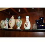 A COLLECTION OF HAND PAINTED FLORAL VICTORIAN STYLE GLASSWARE ETC. (8)
