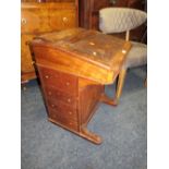 AN EDWARDIAN WALNUT AND INLAID DAVENPORT DESK W-53 CM S/D