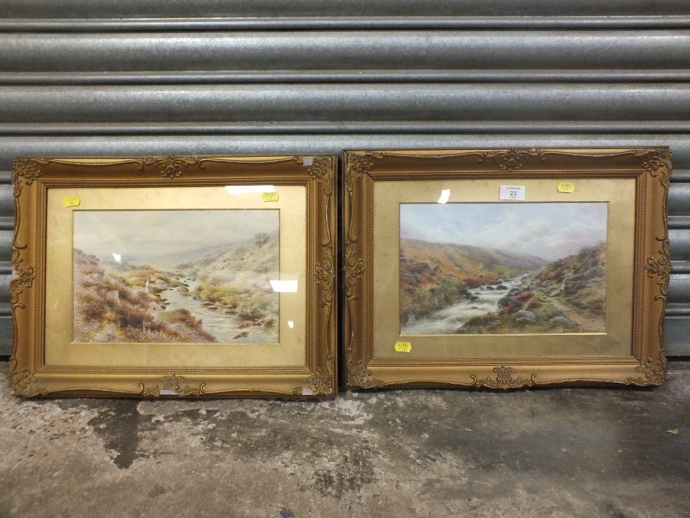 A PAIR OF GILT FRAMED AND GLAZED WATERCOLOURS OF MOORLAND SCENES SIGNED BURLEIGH YOUNGER LOWER RIGHT - Bild 2 aus 5