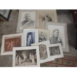 A QUANTITY OF UNFRAMED PRINTS, PENCIL DRAWINGS ETC.