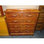 A MID 19TH CENTURY FIVE DRAWER CHEST WITH RIBBON HANDLES H-124 W-122 CM
