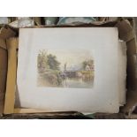 A LARGE QUANTITY OF UNFRAMED ANTIQUE ENGRAVINGS, WATERCOLOURS AND PRINTS