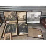 A COLLECTION OF FRAMED AND GLAZED ENGRAVINGS ETC. TO INCLUDE PORTRAITS, CHURCHES ETC