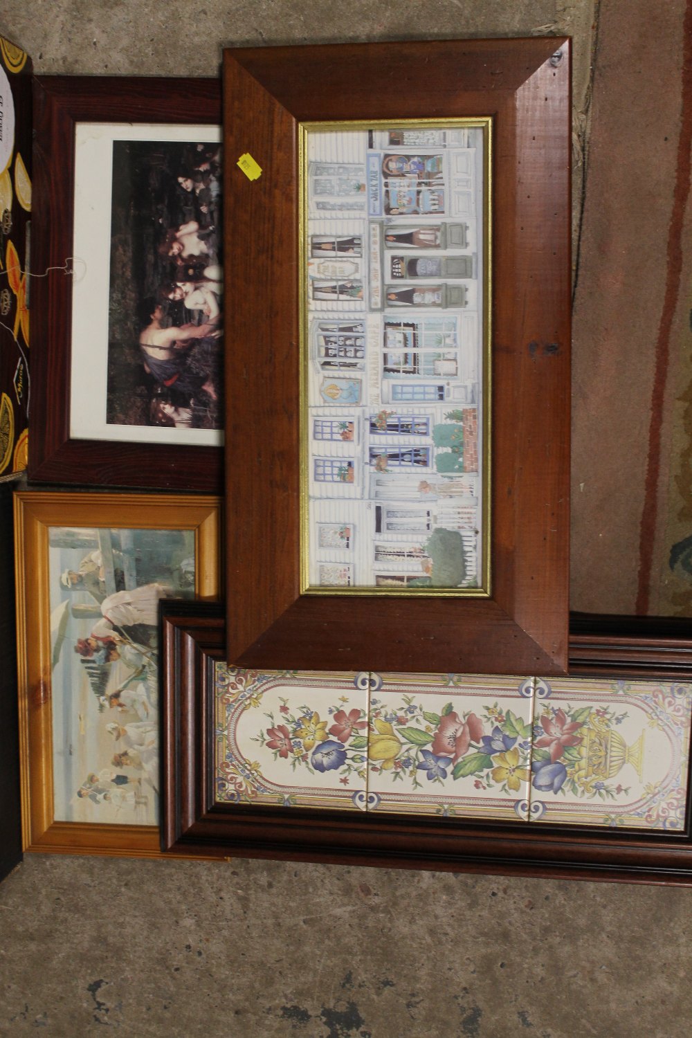 TWO BOXES OF ASSORTED PICTURES AND PRINTS TO INCLUDE A FLORAL OIL PAINTED ON MILK GLASS, RELIGIOUS - Bild 2 aus 3