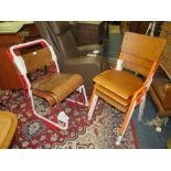 A MIXED SET OF SIX INDUSTRIAL STYLE METAL AND PLY CHAIRS