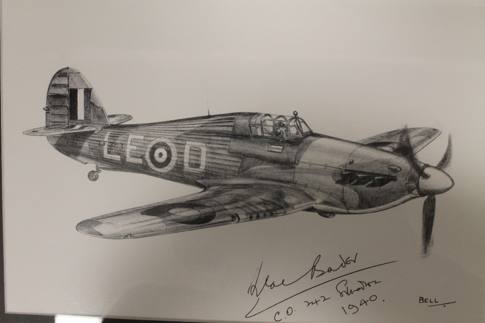 A FRAMED AND GLAZED RAF INTEREST WWII PRINT OF A SPITFIRE TOGETHER WITH AN ASSOCIATED FRAME AND - Image 3 of 4