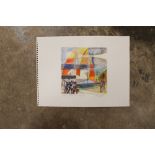 PHIL GEORGE (XX-XXI). British school, cubist study of boats and figures 'Day & Night Sails study 2',