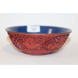 AN ORIENTAL CINNABAR BOWL - DIA 16.5 CM