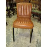 A RETRO STYLE BROWN LEATHER DINING CHAIR