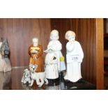 A COLLECTION OF CERAMIC FIGURES TO INCLUDE ROYAL DOULTON FIGURES, ROYAL WORCESTER CANDLE SNUFFER,