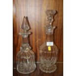 TWO GEORGIAN CUT GLASS DECANTERS