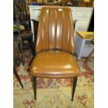 A MODERN BROWN TAN LEATHER DINING CHAIR