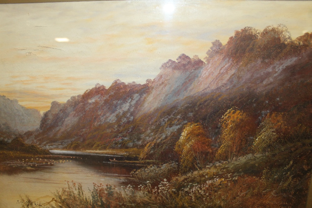 A FRAMED AND GLAZED OIL ON CANVAS OF A VALLEY RIVER SCENE SIGNED S G MORLEY - H 39 CM BY 60 CM - Bild 2 aus 5