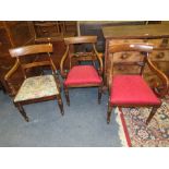 THREE 19TH CENTURY MAHOGANY ARMCHAIRS