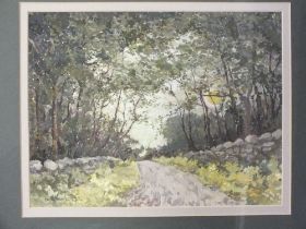 JEAN SCOTT TONGE - STAFFORDSHIRE LANE GOUACHE 24 X 31 CM TOGETHER WITH OSMOND MICK BISSELL - 'LLYN
