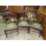 A SET OF SIX SHERATON STYLE DINING CHAIRS