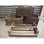 A QUANTITY OF WOODEN CRATES AND TRUGS - WOODWORM DAMAGE THROUGHOUT