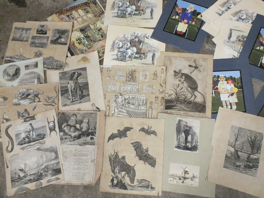 A TRAY OF UNFRAMED PRINTS ETC TO INCLUDE A QUANTITY OF SPORTING HERITAGE PRINTS, QUANTITY OF ANTIQUE - Bild 2 aus 4