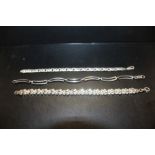 THREE ASSORTED STERLING SILVER BRACELETS