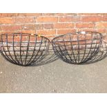 TWO LARGE WALL MOUNTED DEMI-LUNE HANGING BASKETS