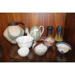A COLLECTION OF ASSORTED CERAMICS TO INCLUDE AN ORIENTAL FAMILLE ROSE TEAPOT - NO LID, FINISH ARABIA