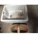 VINTAGE BELFAST SINK TOGETHER WITH TERRACOTTA GARDEN PLANTER