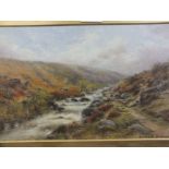 A PAIR OF GILT FRAMED AND GLAZED WATERCOLOURS OF MOORLAND SCENES SIGNED BURLEIGH YOUNGER LOWER RIGHT