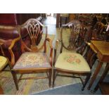 TWO ANTIQUE SHERATON STYLE ARMCHAIRS