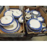 TWO TRAYS OF WEDGWOOD DENSTONE TEA AND DINNERWARE TO INCLUDE TUREENS, TEAPOT ETC.