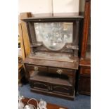 AN ART NOUVEAU STYLE MAHOGANY MIRROR BACKED SIDEBOARD, W 122 CM