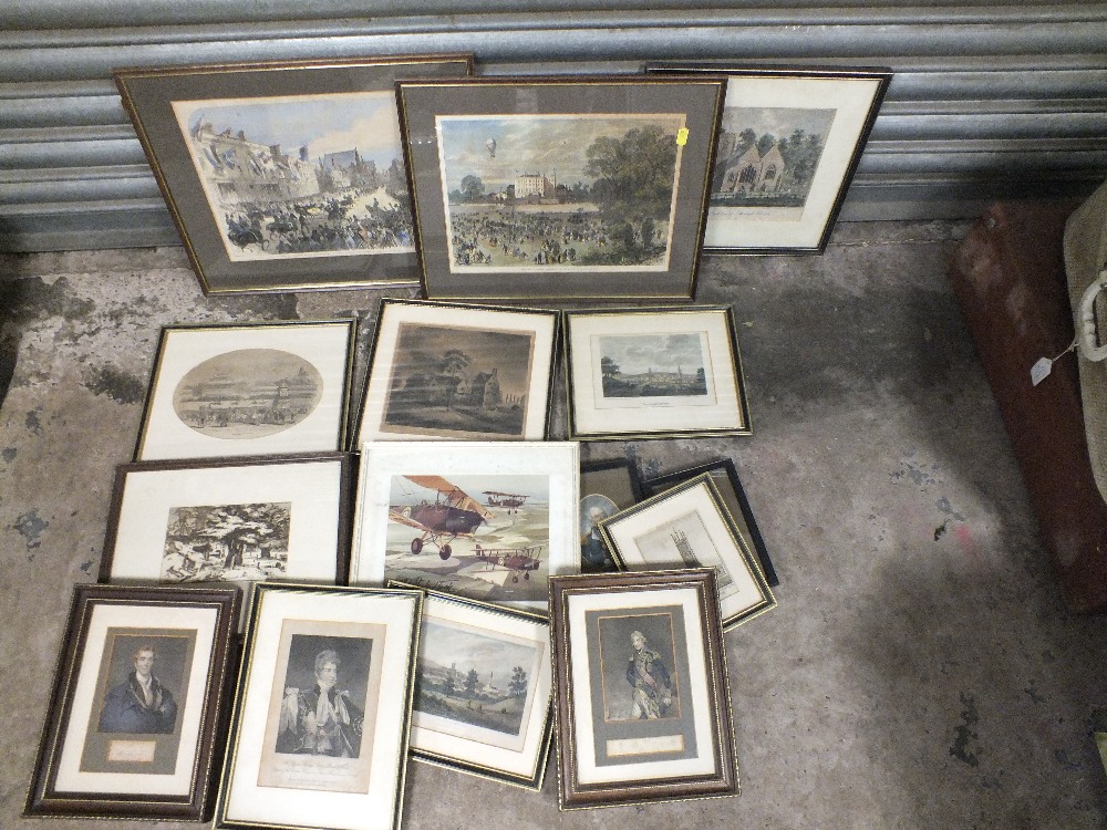 A BOX OF FRAMED AND GLAZED ENGRAVED PORTRAIT STUDIES ETC.