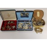 THREE BOXES OF COSTUME JEWELLERY TO INCLUDE SILVER EXAMPLES