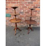TWO QUALITY REPRODUCTION MAHOGANY THREE TIER DUMB WAITERS H-100 CM (TALLEST )