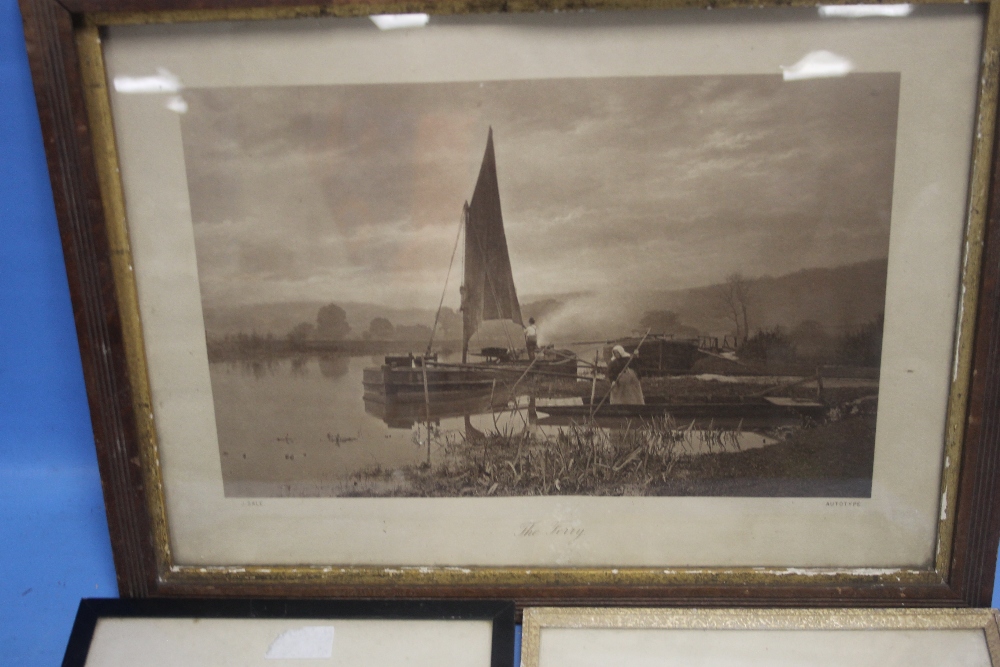 THREE FRAMED ENGRAVINGS TO INCLUDE 'THE FERRY' BY J. GALE, ' A CHURCH INTERIOR', A. YANN AND A - Image 2 of 4