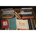 A TRAY OF MISCELLANEOUS BOOKS, MANY IN GERMAN TO INCLUDE BEATRIX POTTER AND OBERAMMERGAU PASSION