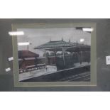 A GUY WORSDELL SIGNED GOUCHE AND PASTEL OF SKIPTON STATION, 58 X 42 CM