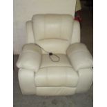 A LEATHER POWERED RECLINER CHAIR