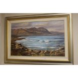 AN OIL ON CANVAS, "CAPE SEASCAPE" BY SOUTH AFRICAN ARTIST DAVID ERRINGTON, 120 X 72 CM