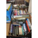 TWO TRAYS OF MILITARY AND AVIATION INTEREST BOOKS TO INCLUDE SPITFIRE, LANCASTER ETC. (TRAYS NOT