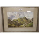 A SCENE OF NORTH WALES, MOUNTAINS AND SHEEP DATED 1977, SIGNED BY MAURICE KENT, 57 X 42.5 CM