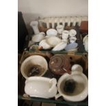 TWO TRAYS OF ASSORTED CERAMICS TO INCLUDE CHAMBER POTS