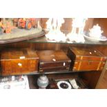 TWO ANTIQUE WRITING SLOPES A/F TOGETHER WITH AN ANTIQUE SEWING BOX