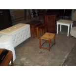 A BLANKET BOX, A POUFFE, STOOLS, NEST OF TABLES, CHEST OF DRAWERS ETC. (8)