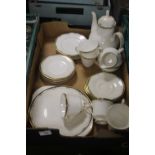 A TRAY OF ROYAL DOULTON "RHODES" TEA & DINNERWARE (TRAYS NOT INCLUDED)