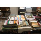 FOUR TRAYS OF BOOKS TO INCLUDE POETRY, COLLECTABLE CHILDREN'S BOOKS AND PAPERBACK NOVELS