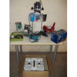 A QUANTITY OF ITEMS TO INCLUDE BOXED POWER TOOLS AND A GAS HOB (BOXED)