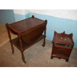 AN OAK TEA SERVING TROLLEY AND AN ANTIQUE PURDONIUM