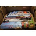 ONE BOX OF CONTINENTAL AND AMERICAN RAILWAY INTEREST BOOKS TO INCLUDE "SWISS RAILWAYS"
